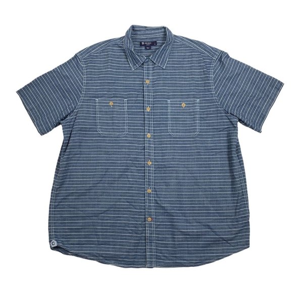 Cremiux XL Button Front Shirt Blue Short Sleeve Da - Picture 1 of 4